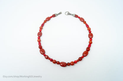 Designer Carolyn Pollack Relios Carnelian Red Jasper Sterling Silver Necklace