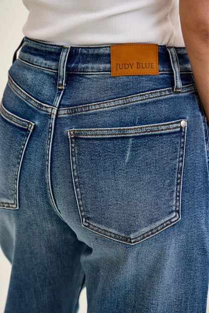 Judy Blue High Waist R.m. "Marlow" Arc Dk Time Weathered Indigo Jeans