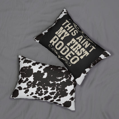 This Ain't My First Rodeo Lumbar Pillow — Cowhide Accent Pillow for Western Home Decor