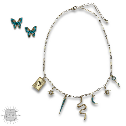 Western charm necklace set