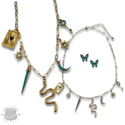 Western charm necklace set