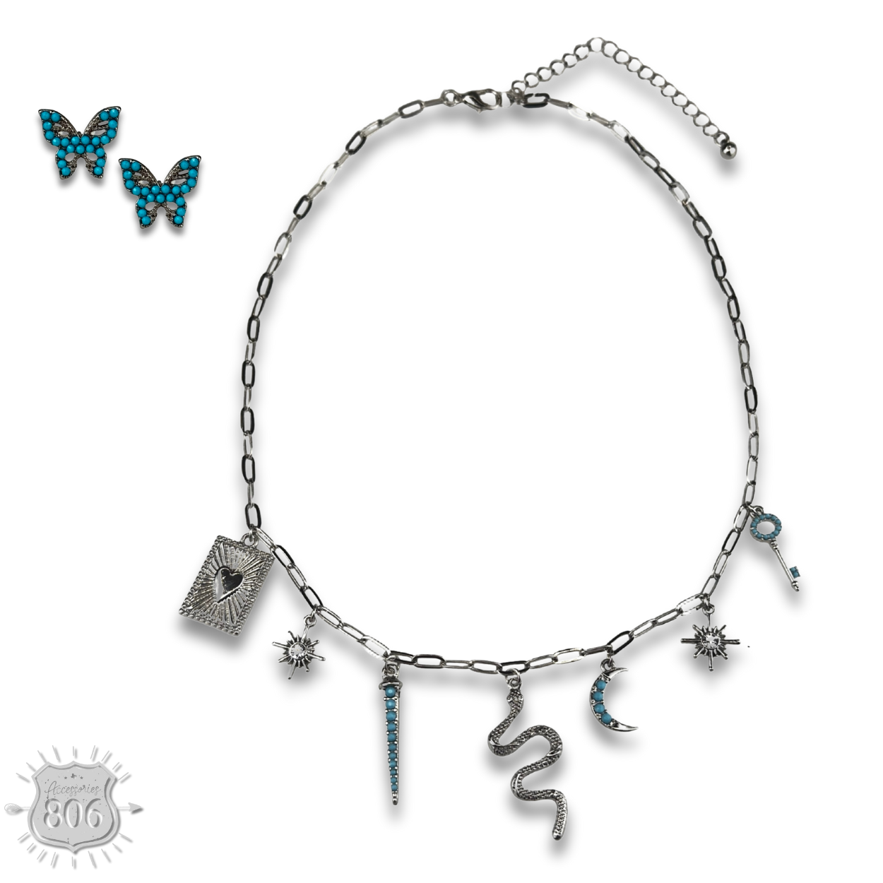 Western charm necklace set