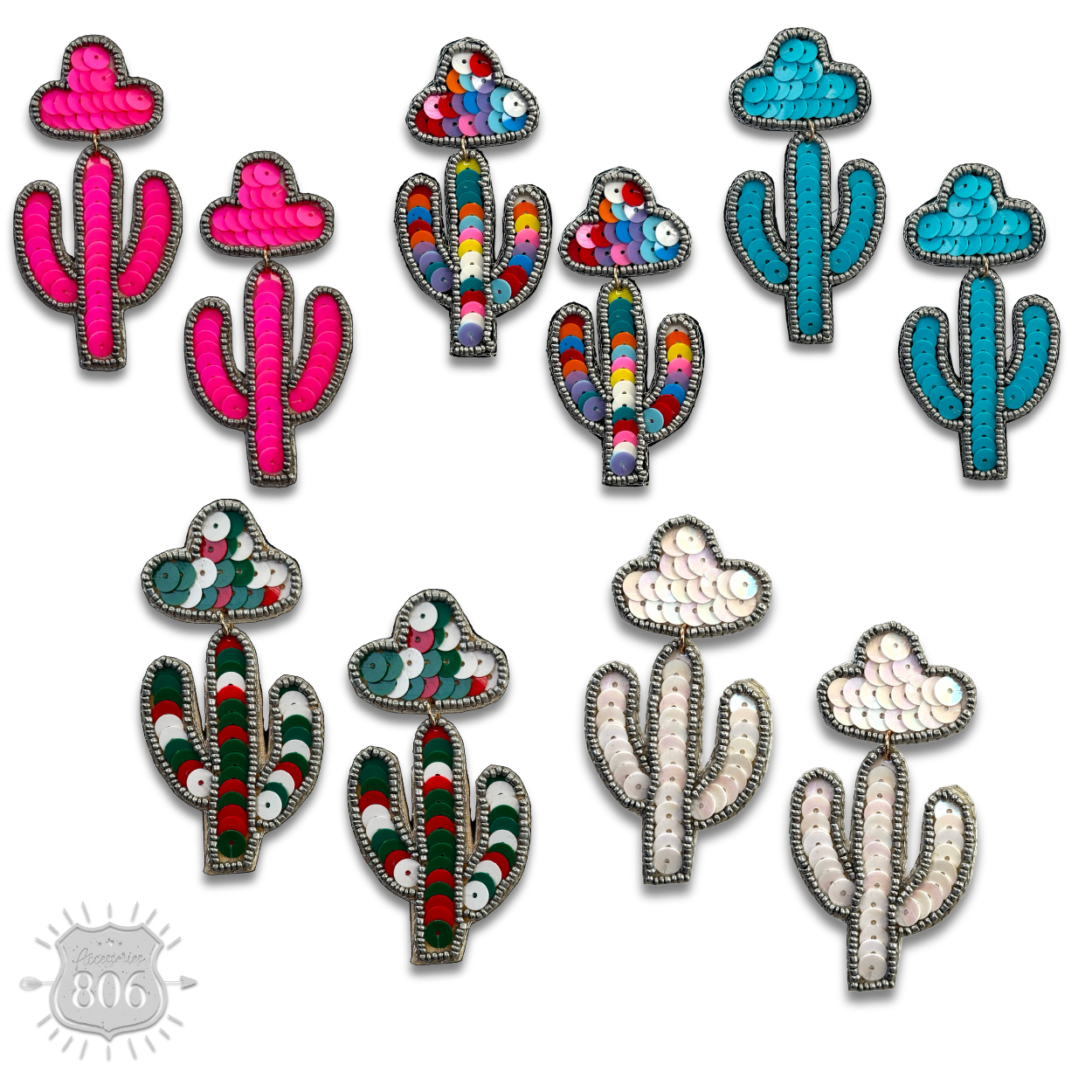Cactus and sombrero sequin earring - LC