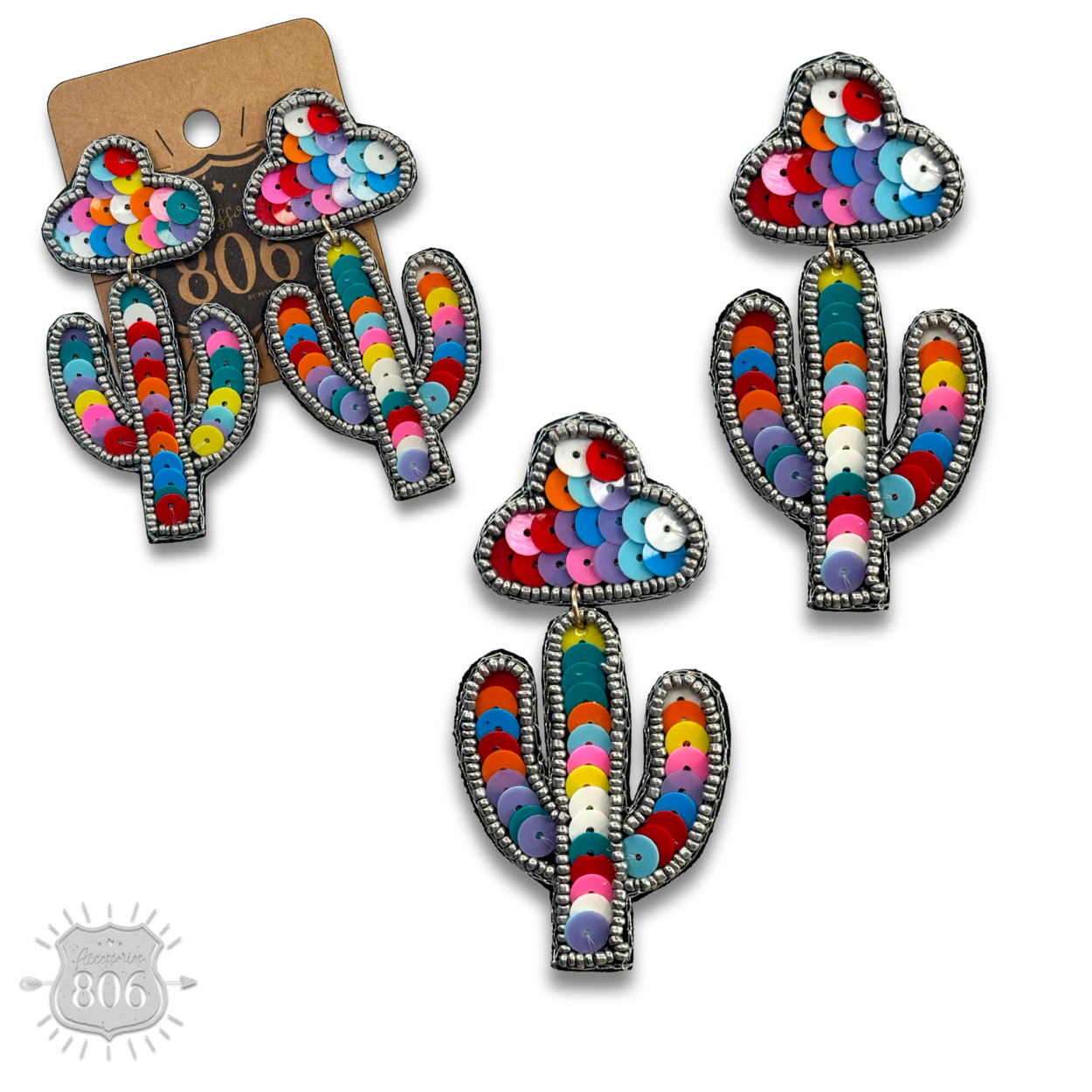 Cactus and sombrero sequin earring - LC