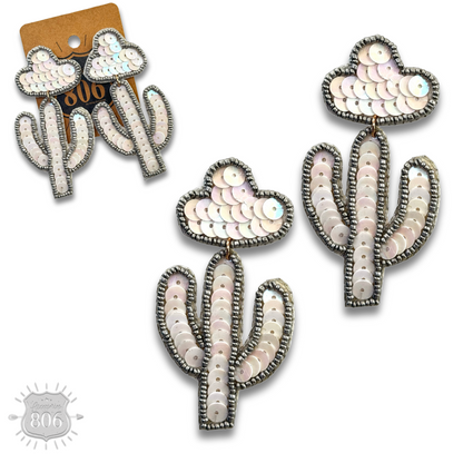 Cactus and sombrero sequin earring - LC
