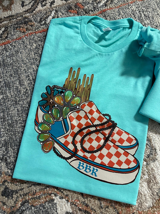 BBR checkered shoes blue Western Graphic