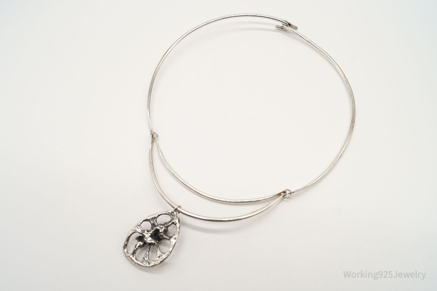 Unique RARE Vintage Cotter Brutalist Silver Necklace