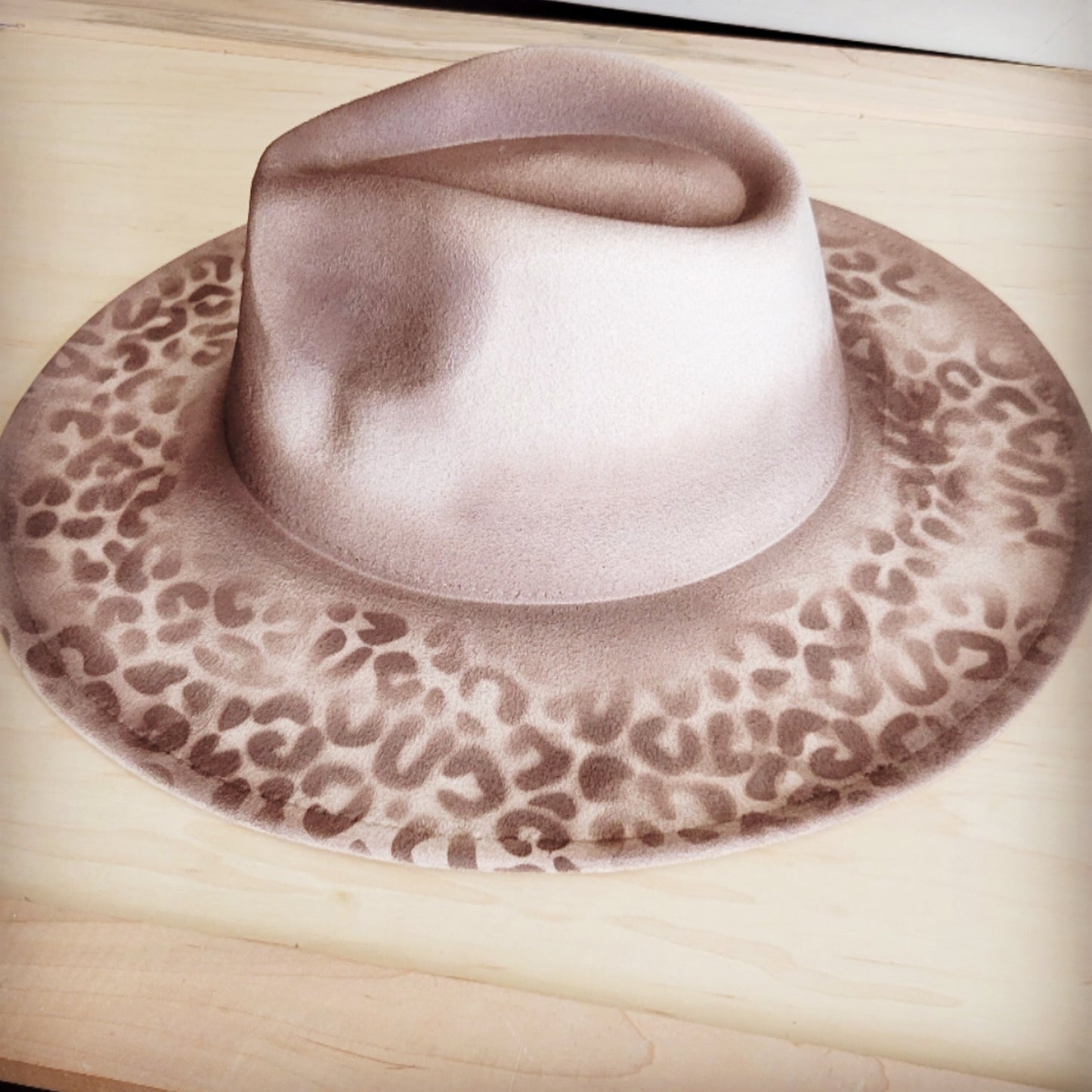 Hand-Painted Leopard Boho Western Cowgirl Hat Only-Brown 986q