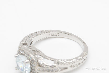 Vintage Cubic Zirconia Sterling Silver Ring - Size 8.75