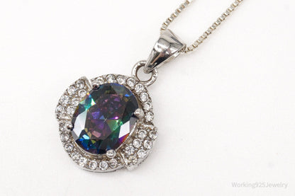 Mystic Topaz Cubic Zirconia Sterling Silver Necklace
