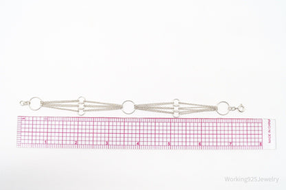 Vintage Geometric Circles Sterling Silver Bracelet