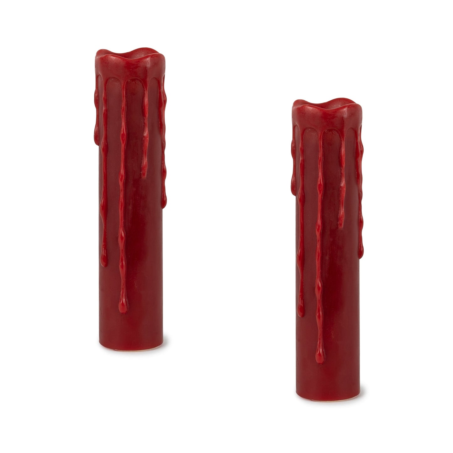 Set of 2 Red LED Drip Wax Candles with Remote