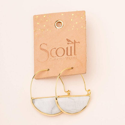 Blue Howlite Stone Prism Hoop Earrings