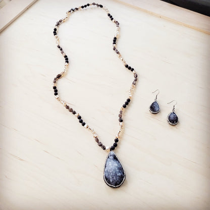 Sparkling Black Druzy Drop Earrings 219cu