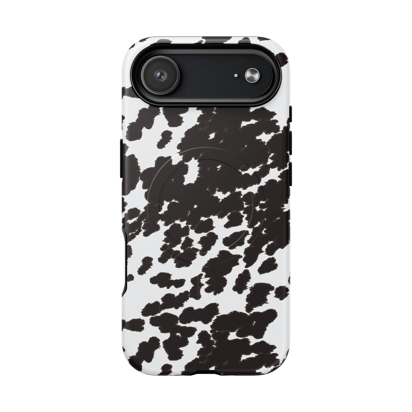Cow Print Tough Magnetic Phone Case — Black & White Protective MagSafe Cover