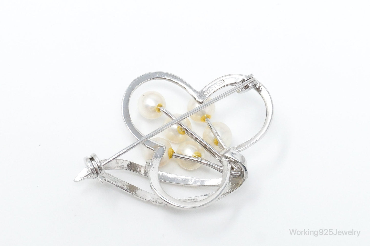Antique Pearl Sterling Silver Brooch Pin