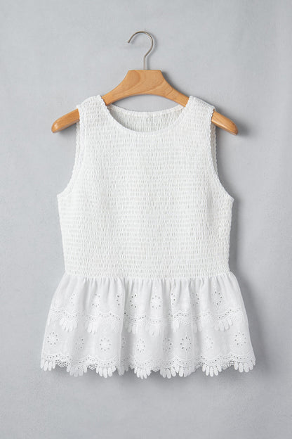 Danielle Smocked Lace Peplum Top