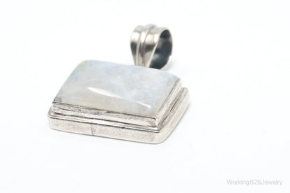 Vintage Large Moonstone Sterling Silver Necklace Pendant