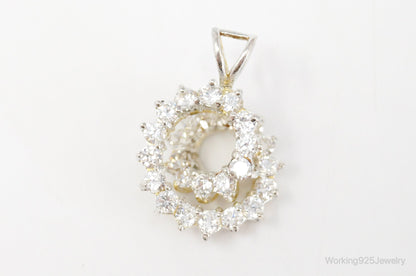 Vintage Art Deco Cubic Zirconia Sterling Silver Necklace Pendant