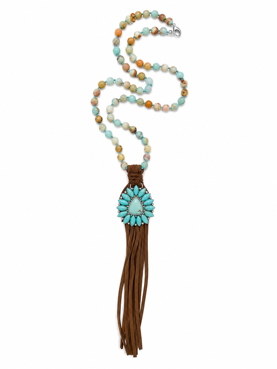 Turquoise Trail Tassel Necklace Gem Illusions