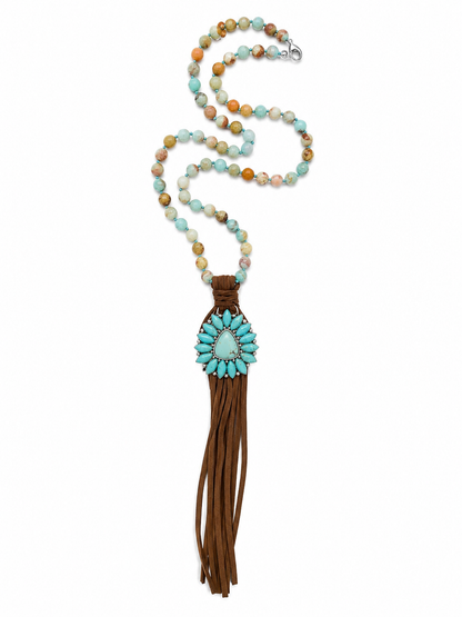 Turquoise Trail Tassel Necklace Gem Illusions