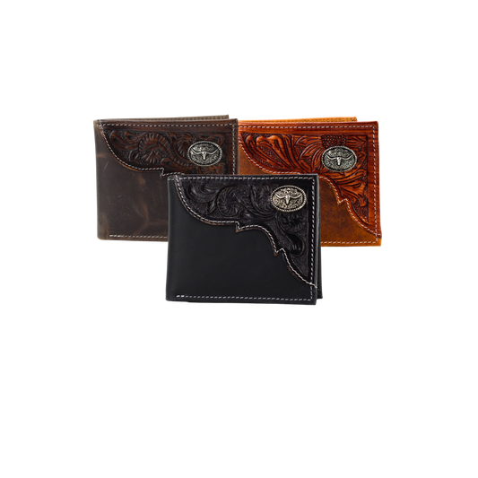 The Stockyard Tooled Leather Bifold Wallet | Branding Iron Western Wear
