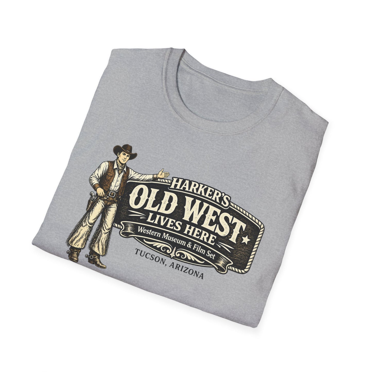 HARKER'S Old West Lives Here T-Shirt — Vintage Cowboy Tucson Graphic Tee