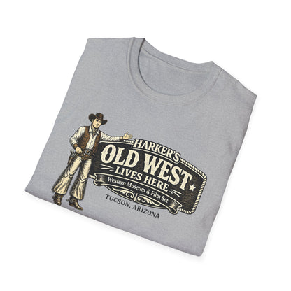 HARKER'S Old West Lives Here T-Shirt — Vintage Cowboy Tucson Graphic Tee