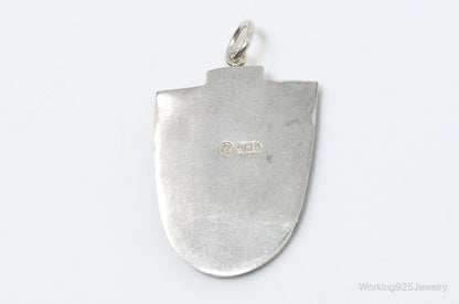 Vintage Aztec Style Mask Tribal Sterling Silver Necklace Pendant