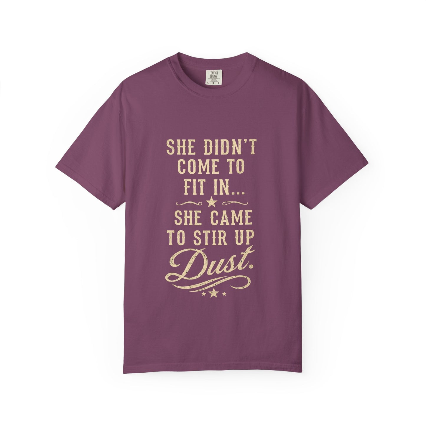 She Came to Stir Up Dust T‑Shirt — Western Inspirational Graphic Tee