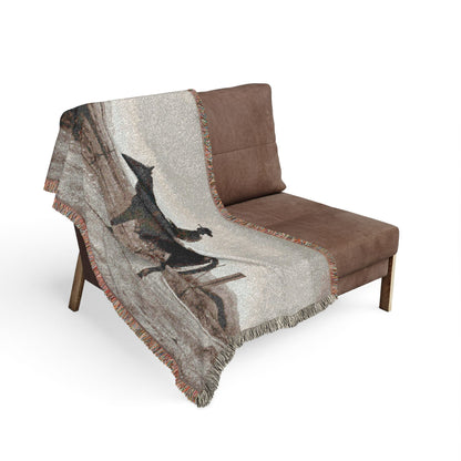 Cowboy Horse Woven Blanket — Rustic Western Decor Throw for Ranchers & Equestrians