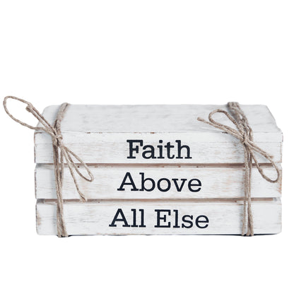 Faux Book Stack: Faith Above All Else