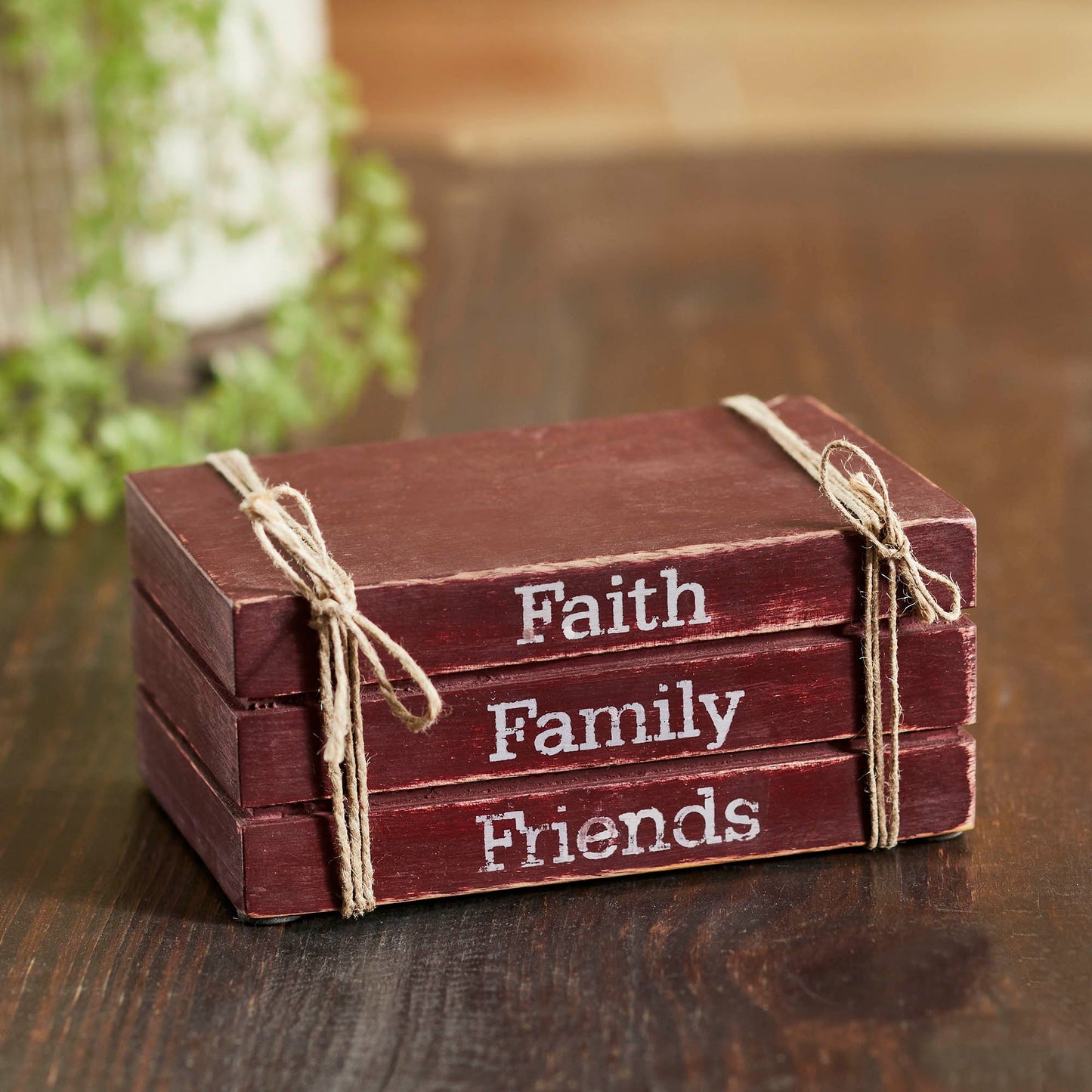 Faux Book Stack: Faith, Family & Friends