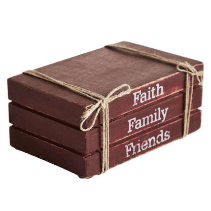 Faux Book Stack: Faith, Family & Friends