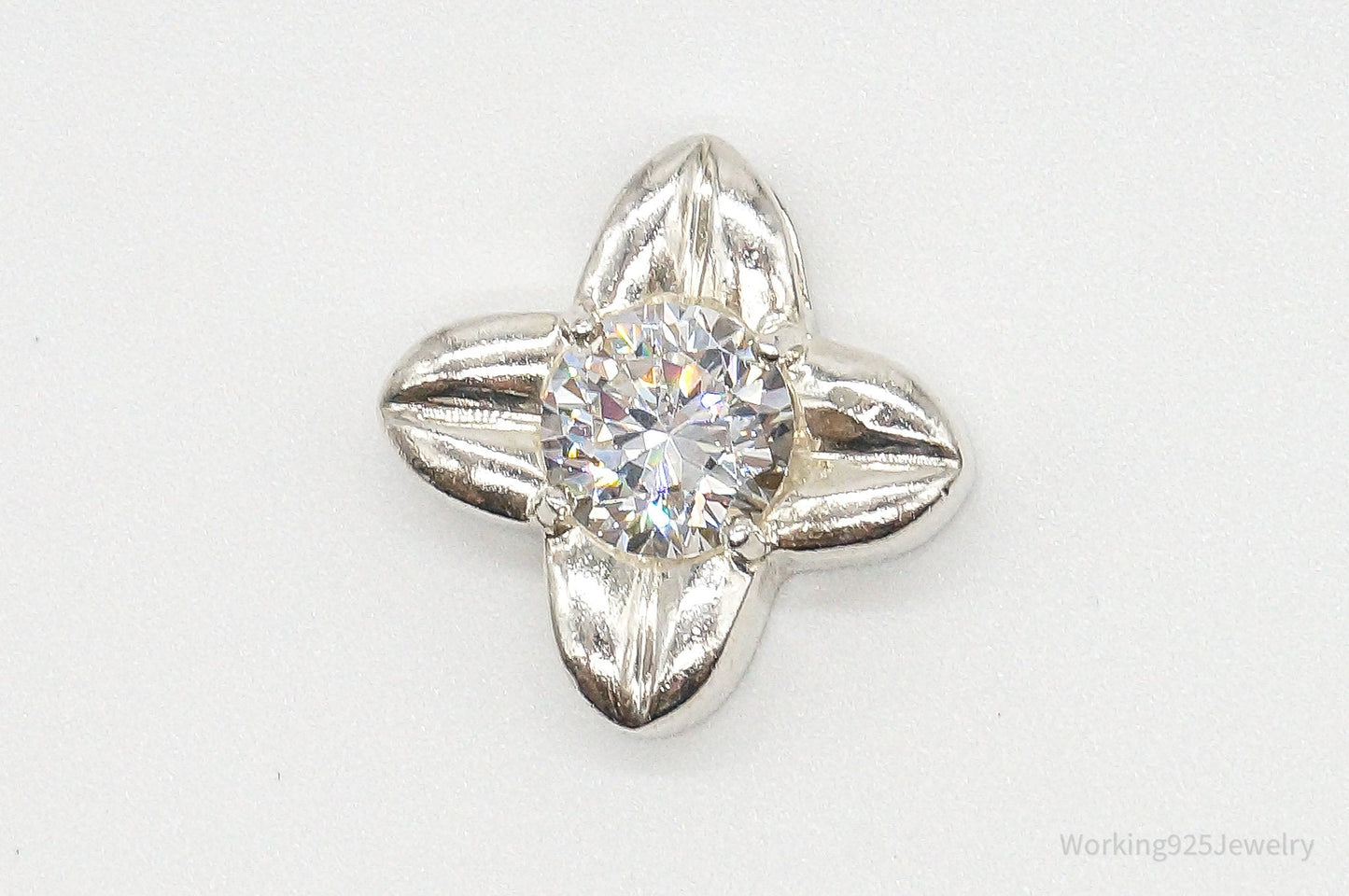 Large Cubic Zirconia Sterling Silver Pendant