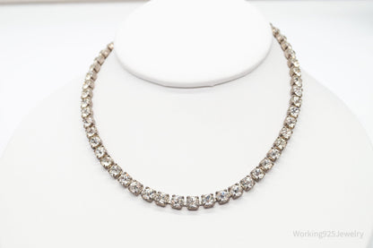 Antique Rhinestone Sterling Silver Necklace 14"
