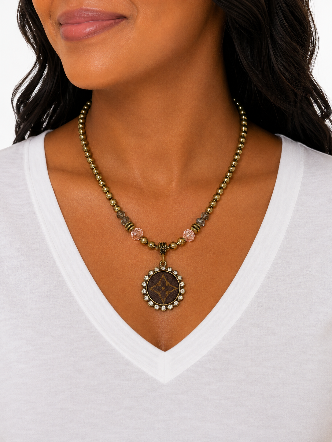 Metallic Muse Upcycled Hematite & Crystal Pendant Necklace