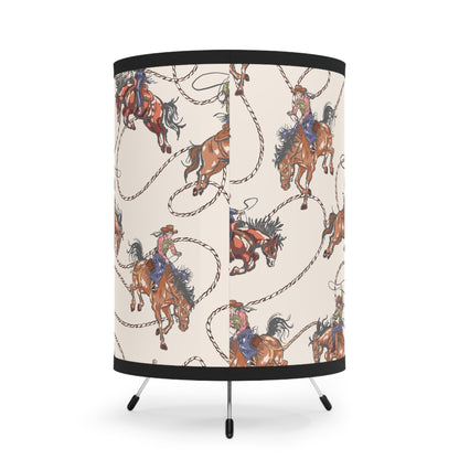 Western Cowboy Tripod Lamp with High-Res Printed Shade