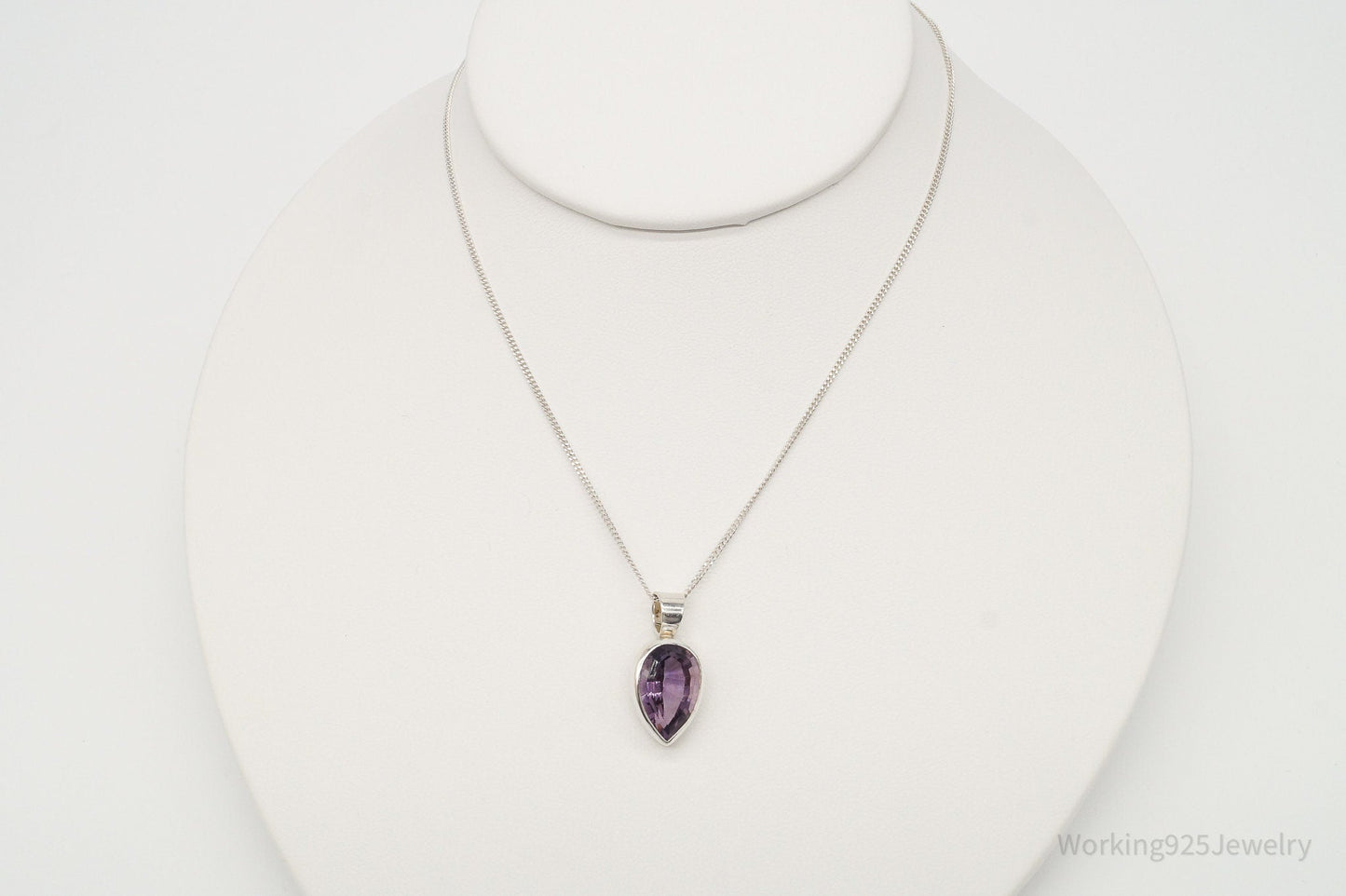 Vintage Amethyst Sterling Silver Chain Necklace