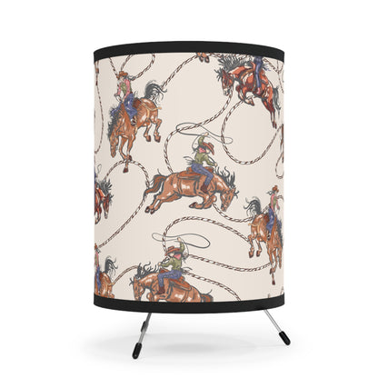 Western Cowboy Tripod Lamp with High-Res Printed Shade