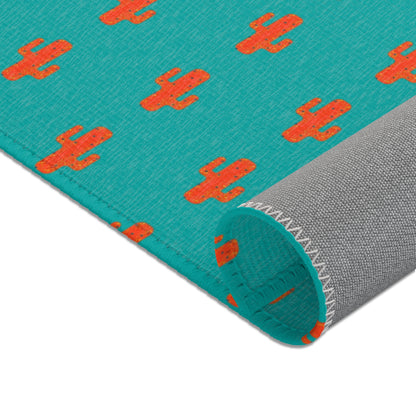 Turquoise & Coral Dot Area Rug — Modern Geometric Accent Rug for Living Room, Bedroom, or Nursery