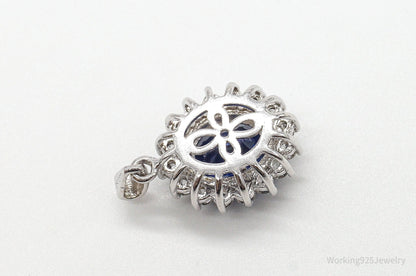 Designer JWBR Lab Sapphire Cubic Zirconia Sterling Silver Pendant