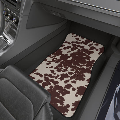 Brown Cow Print Car Mats - Set of 4
