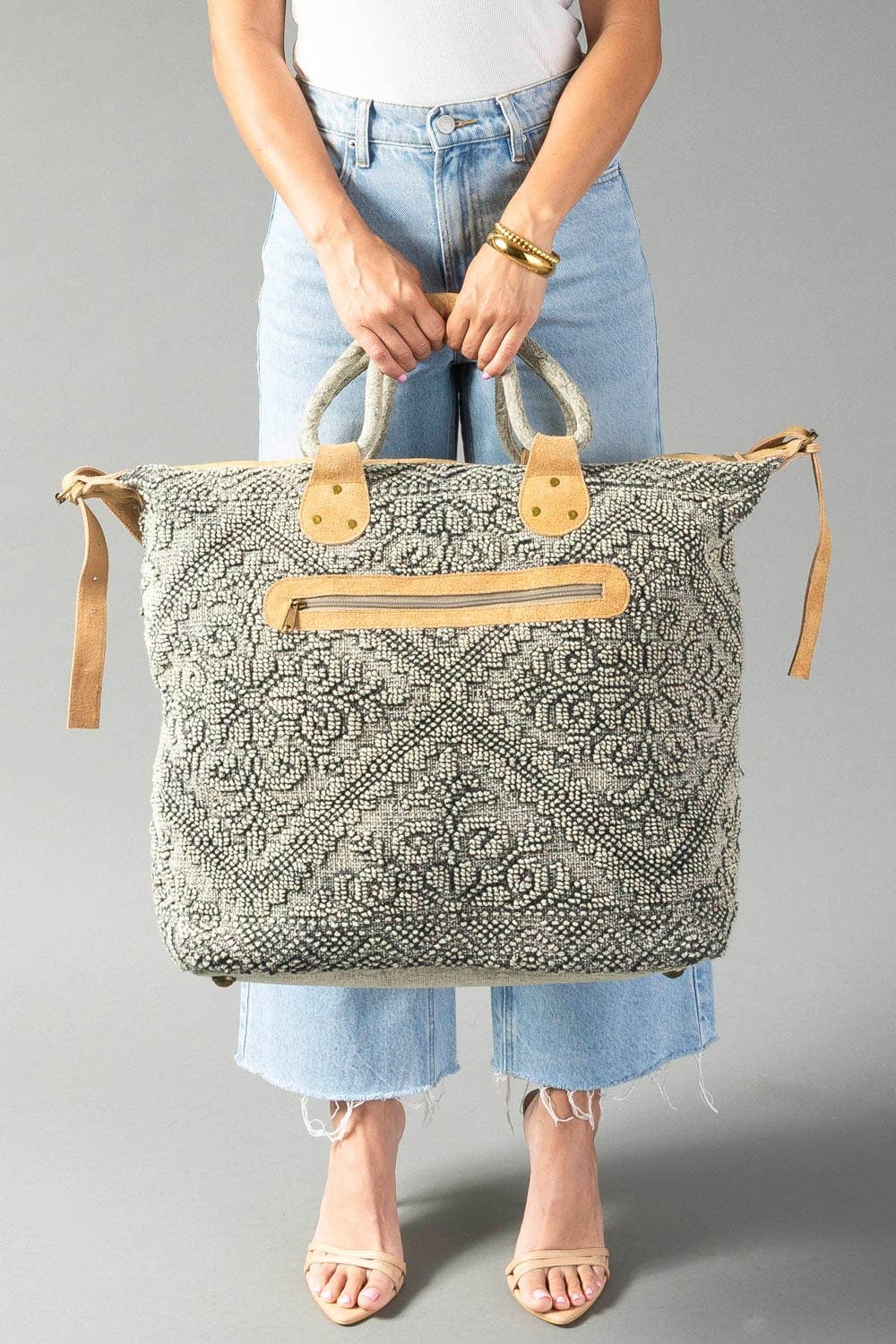 Sage Vintage Inspired Textured Tote