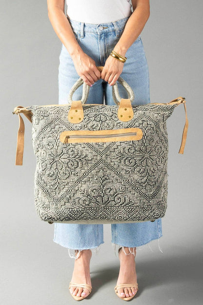 Sage Vintage Inspired Textured Tote