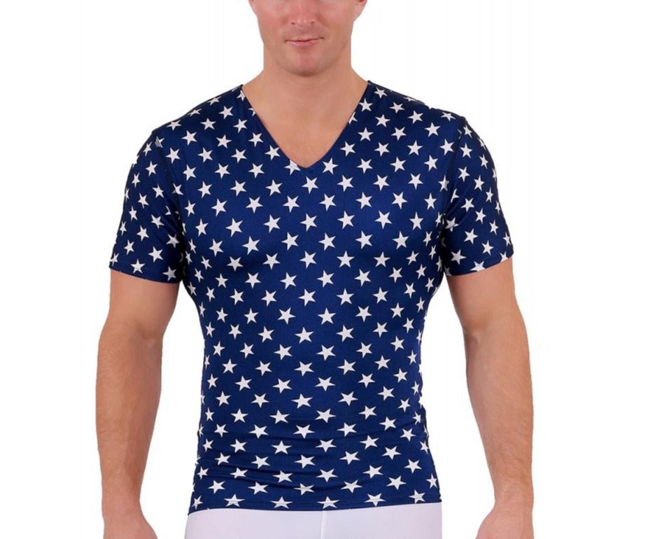 Insta Slim Big and Tall Stars Activewear Short Sleeve V-neck 4VAT001BT