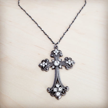 **Victorian Gilded Filigree Cross Necklace 257ly