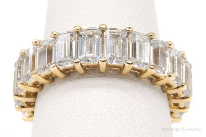 Vintage Cubic Zirconia Gold Vermeil Sterling Silver Band Ring - Size 7
