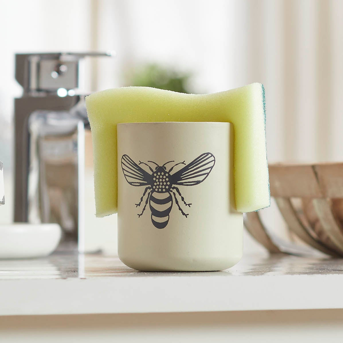 Buzzy Bees Metal Kitchen Sponge Holder in Antique White