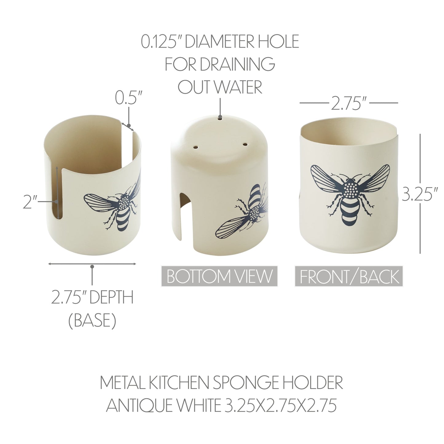 Buzzy Bees Metal Kitchen Sponge Holder in Antique White